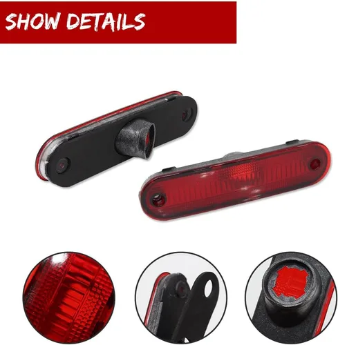 Miniatura 5 de Conjunto de carcasa de luz de marcador lateral de lente roja ámbar delantera y trasera compatible con lámpara de parachoques Fender Fender 1990-2005
