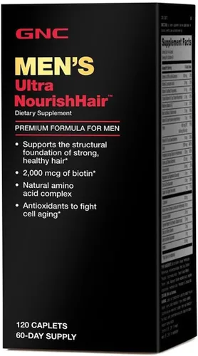 GNC Suplemento para el cabello ultra nutritivo para hombres, apoya el cabello fuerte y saludable, 120 cápsulas