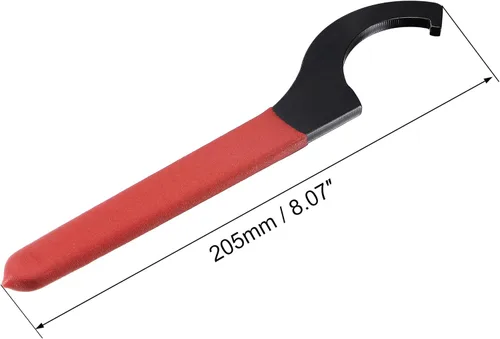 Miniatura 3 de uxcell Llave inglesa de gancho C portabrocas para tuerca redonda de 2.165-2.441 in, con mango antideslizante rojo