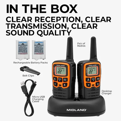 Miniatura 8 de Midland - T51VP3 X-TALKER Walkie-Talkie de Largo Alcance para Observación y Recuperación - Radio Bidireccional FRS para Niños, Caravaning con Negro