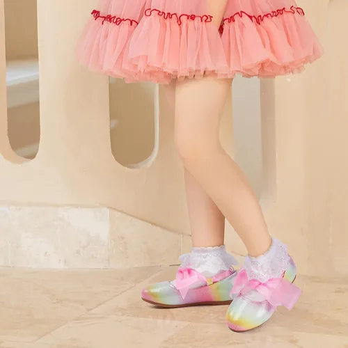 Miniatura 2 de ADAMUMU Zapatos de vestir para niña de las flores, zapatos para desmalezar lindos zapatos Mary Jane de encaje flore ballet planos para caminar