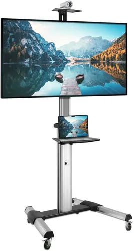 Mount-It! Soporte de TV móvil para televisores de pantalla plana, carrito de TV con ruedas ajustable en altura para pantallas de 32, 40, 50, 55, 60,