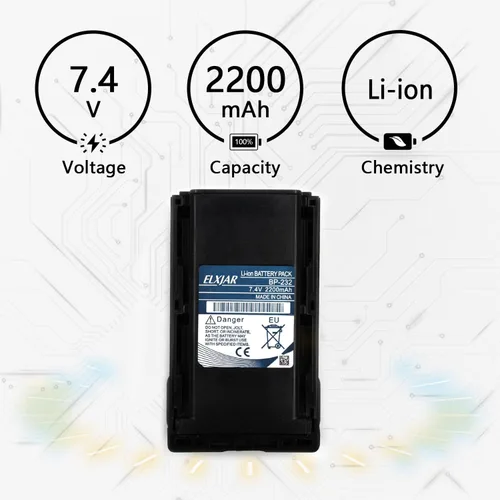 Miniatura 3 de Paquete de 2 baterías de iones de litio de 7.4 V 2200 mAh BP-232 de repuesto para radios Icom A14 A14S F14 F14S F24 F33GT F43G F43GT F3011 F3021