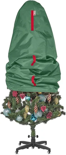 Miniatura 10 de Bolsa de almacenamiento vertical para árbol de Navidad - Se adapta a árboles artificiales de 7 pies y árboles topiarios de Navidad, cubierta Rojo
