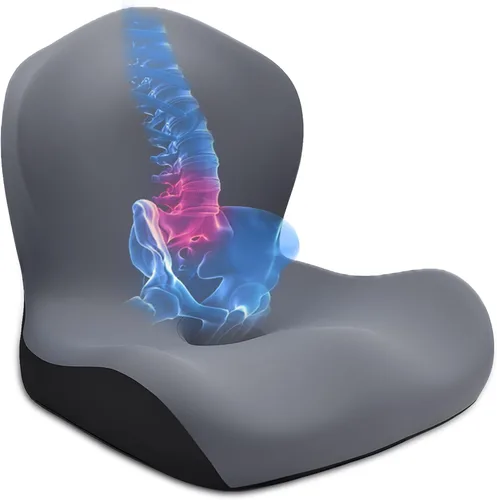 Miniatura 9 de Cojín de asiento para silla de oficina y automóvil, cojines ergonómicos en forma de L, cojín de espuma viscoelástica, almohada de apoyo lumbar