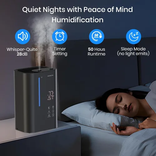 Miniatura 4 de OGACFO Humidificadores de niebla fría de 5 litros para dormitorio, habitación grande, humidificador de aire inteligente ultrasónico de llenado