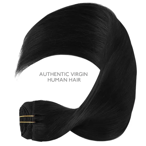Miniatura 6 de WENNALIFE Extensiones de cabello humano real con broches, 20 pulgadas, 4.23 oz, 7 piezas de extensiones de cabello humano con clip, color negro