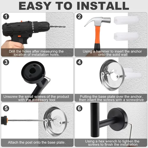 Miniatura 4 de Gisafai Juego de 15 accesorios de baño negro mate, toalleros negros para baño, acero inoxidable Sus304 de 23.6 pulgadas, soporte para papel