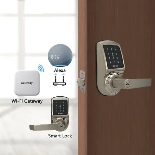 Miniatura 4 de Cerradura de puerta inteligente, cerradura de puerta de entrada sin llave, cerradura de manija SCYAN X2 con acceso de teclado para pantalla táctil