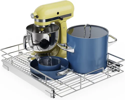 Miniatura 20 de LOVMOR Organizador de gabinete extraíble de 17 pulgadas de ancho x 21 pulgadas de profundidad, estantes extraíbles para armario de cocina, 1 Tier
