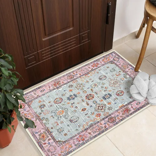 Miniatura 73 de GLN Rugs Traditional Collection - Alfombra de felpilla lavable a máquina, tradicional, antideslizante, alfombra de felpilla de pelo bajo, para sala