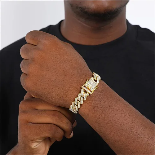 Miniatura 2 de Saintda Pulsera de eslabones cubanos para hombres y mujeres, pulseras de plataorooro rosa, pulsera cubana de Miami, joyería de hip hop, regalo