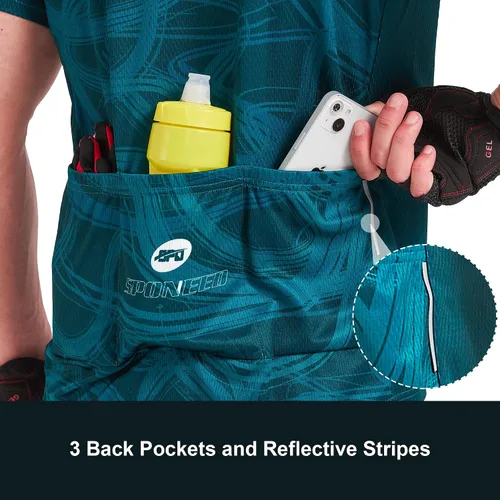 Miniatura 74 de sponeed - Jerséis de ciclismo para hombre, tops, camisas de ciclismo, manga corta, atuendo de ciclismo, chaqueta de ciclismo de cierre completo
