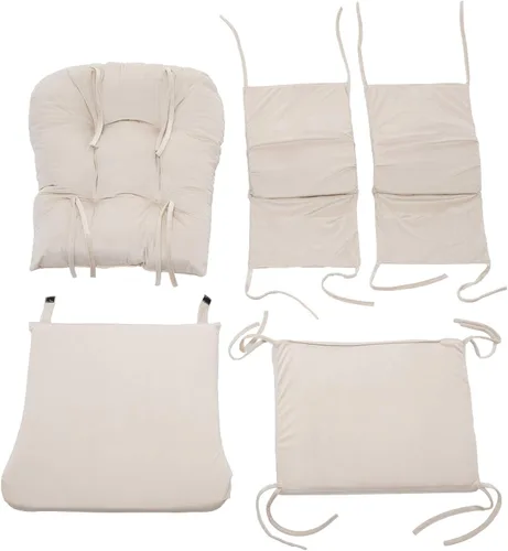 Miniatura 5 de Paddie Glider Rocker - Cojines de repuesto de terciopelo con almacenamiento, juego de cojines para silla mecedora con lazos, 5 unidades, color beige