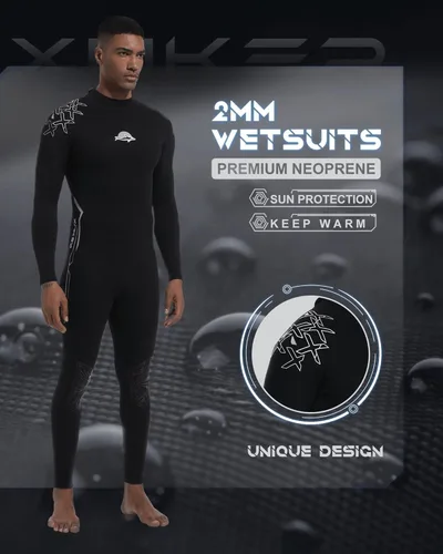 Miniatura 3 de XUKER Traje de neopreno para hombre de 0.079 pulgadas, con cremallera trasera en agua fría, traje de buceo de cuerpo completo para deportes acuáticos