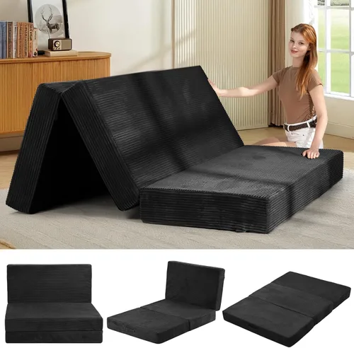 Miniatura 10 de Colchón de tres pliegues de 6 pulgadas, tamaño individual, sofá cama plegable con funda extraíble lavable, colchón plegable de espuma de alta