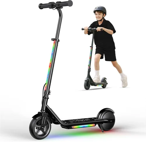 Electric Scooter for Kids Ages 6-12, 150W Motor, Simple One-Button Control, 2 Safe Speeds (6/10 MPH), K2 Pro for 3 Speeds, Colorful Lights, Magnetic