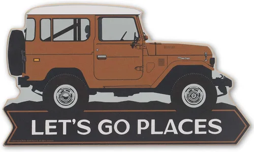 Miniatura 14 de Letrero redondo de metal para Toyota Land Cruiser Off-Road – Letrero retro de Toyota para garaje, tienda o cueva de hombre