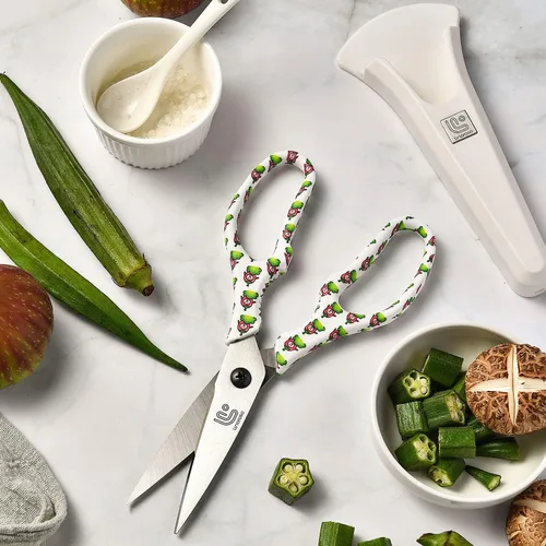 Miniatura 7 de Linoroso Tijeras de Cocina Resistentes Tijeras de Cocina con Soporte Magnético Hechas con Acero Japonés 4034, Tijeras de Cocina Multipropósito Ultra