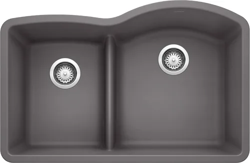 Miniatura 6 de BLANCO, Anthracite 441598 DIAMOND SILGRANIT 40/60 - Fregadero de cocina con doble cuenco con división baja, 32 x 21 pulgadas