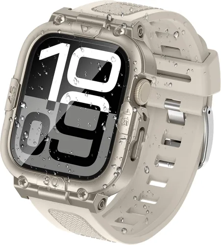 Miniatura 19 de Goton Estuche impermeable 3 en 1 con correa para Apple Watch con protector de pantalla de vidrio templado incorporado de 40 mm, cubierta frontal