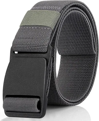 Miniatura 6 de Cinturón de nylon libre de metal para hombres correa militar extensible web con hebilla de plástico