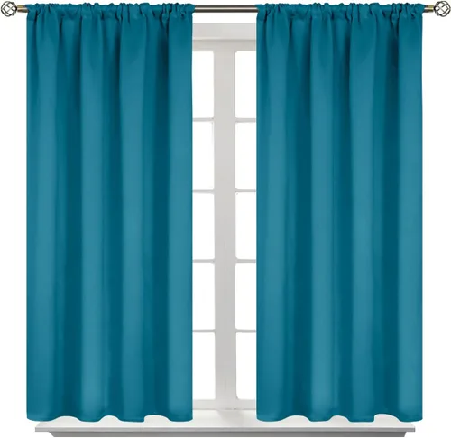 BGment Cortinas opacas de color azul azulado de 45 pulgadas de largo para dormitorio, cortinas cortas con aislamiento térmico para oscurecer la Azul