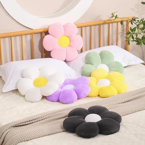 Miniatura 5 de Almohada de Flores Rosadas de 17.7 Pulgadas – Almohada Decorativa Linda en Forma de Margarita, Cojín de Asiento Floral Suave, Almohadas de Piso