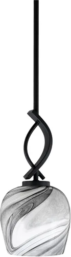 Miniatura 104 de Toltec Lighting Cavella Stem Colgado Mini colgante, acabado grafito, vidrio de muselina blanca de 4 pulgadas