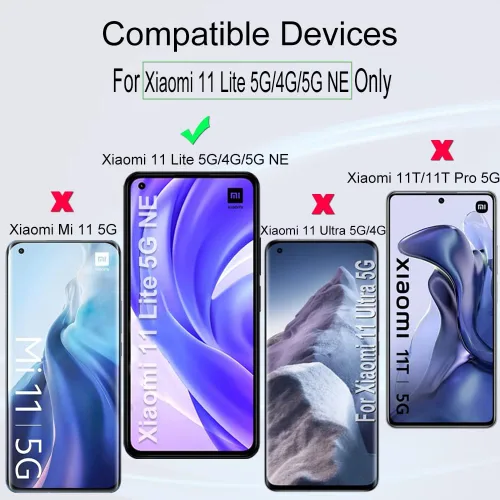 Miniatura 2 de Ibywind Protector de pantalla para Xiaomi 11 Lite 5G NE/Mi 11 Lite 5G/4G, con 2 piezas de vidrio templado, 1 protector de lente de cámara, 1