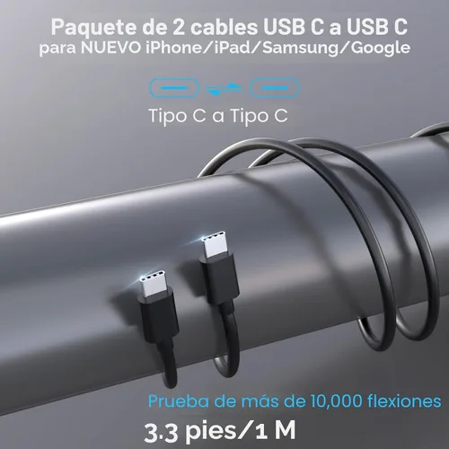 Miniatura 5 de Paquete de 2 cargadores de coche USB C de 90 W de carga súper rápida para iPhone 17 Pro Max/Air/16/15/iPad, teléfono Android Samsung, doble puerto