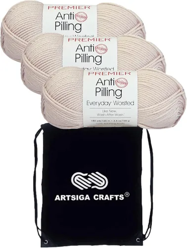 Miniatura 18 de Premier Yarns Everyday Anti-Pelusa Hilo Sólido Verde Pino DN100-8 (6-Madejas - Mismo Lote de Tinta) #4 Peso Estambre Acrílico para Tejer