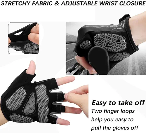 Miniatura 4 de MOREOK - Guantes para bicicleta de montaña (MTB) y ciclismo de descenso (DH), para hombres, de medio dedo, con almohadilla de gel que absorbe