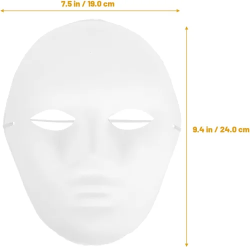 Miniatura 2 de Amosfun 24 máscaras de bricolaje pintura en blanco masculina máscara de cara completa para Halloween, fantasma, cosplay, mascarada, hip hop, baile