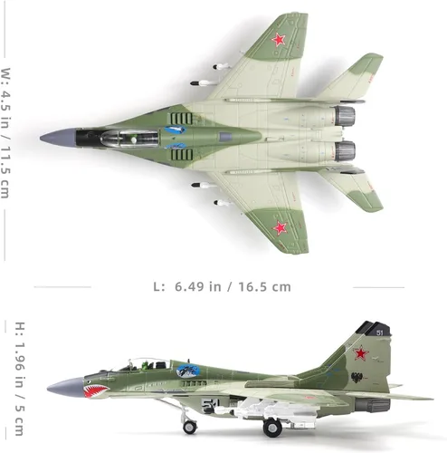 Miniatura 2 de NUOTIE 1/100 MIG-29 Fulcrum Metal Fighter Model Kit de simulación militar modelo de avión aleación militar pre-construcción adornos adecuados