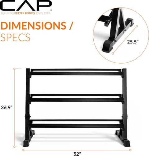 Miniatura 4 de CAP 2-Tier & 3-Tier Dumbbell Rack for Home Gym, Heavy-Duty Steel Weight Storage Rack for Hex Dumbbells, Holds 5-35lb 5-50lb 5-75lb Dumbbell Pairs