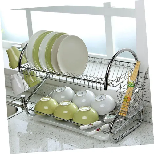 Miniatura 4 de UPKOCH Escurridor de platos para fregadero, estante seco para platos, soporte para palillos, soporte para utensilios sobre el fregadero, escurridor