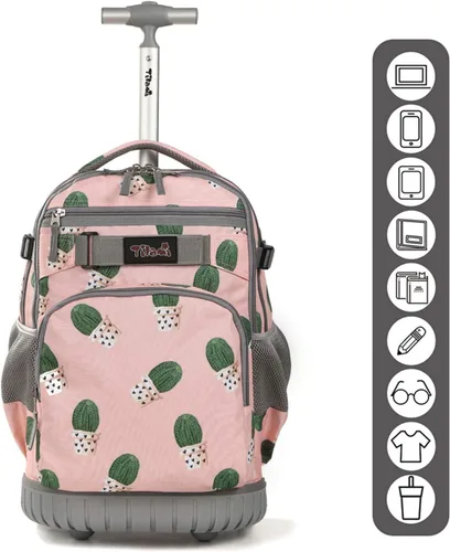 Miniatura 3 de Tilami Mochila con ruedas, mochila para laptop de 19 pulgadas con ruedas y lonchera, Cactus, 18 pulgadas