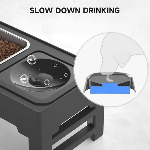 Miniatura 4 de Cuencos elevados para perros ELS PET, cuencos ajustables elevados para perros con cuenco de agua para perros sin derrames y comedero de acero