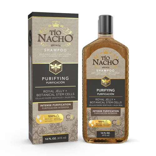 Tio Nacho Champú, purificador con jalea real, infundido con células madre botánicas para una purificación intensa del cabello y el cuero cabelludo +