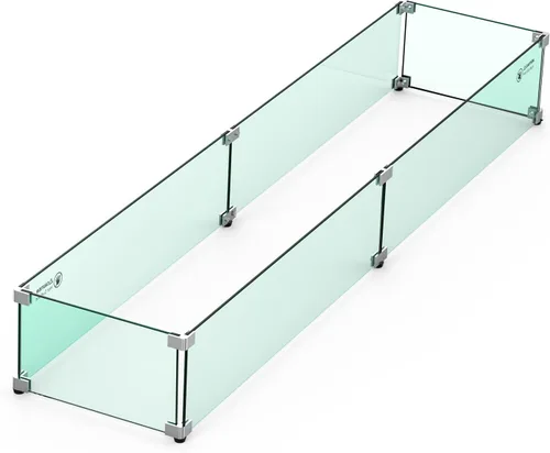 Miniatura 9 de Skyflame Protector de viento de vidrio para hoguera, 36" x 11.5" Parabrisas de vidrio templado que se ajusta a sartenes quemadoras de hoguera