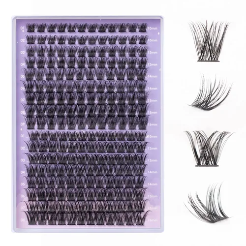 Miniatura 12 de Extensiones de pestañas individuales, 144 unidades, extensiones de pestañas individuales de 0.394-0.630 in de longitud, pestañas postizas naturales