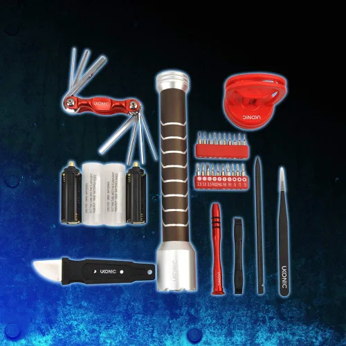 Miniatura 5 de Caja de herramientas, linterna y electrónica con diseño de martillo de Thor de Marvel, kit de 28 piezas con llave inglesa