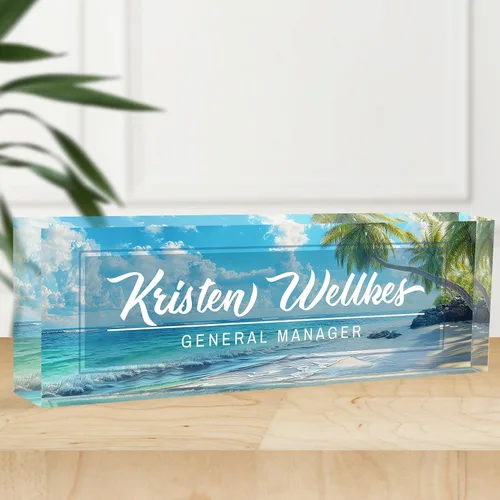 Miniatura 20 de Placa de nombre de escritorio personalizada, placas de identificación acrílicas para escritorio, decoración de oficina, regalos personalizados