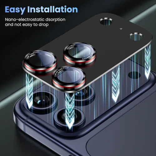 Miniatura 8 de Uyiton Protector de lente de cámara para iPhone 17 Pro - [Tipografía única + lente de teléfono diseño de círculo rojo] Cubierta de cámara de vidrio