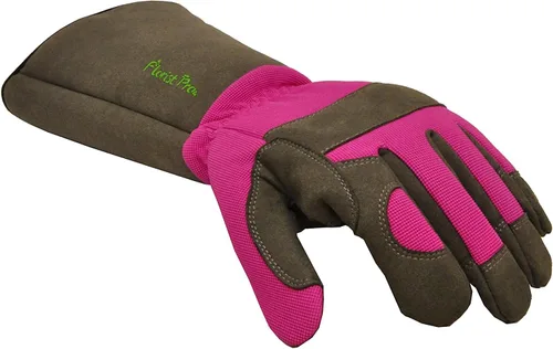 Miniatura 12 de G & F Products Florist Pro - Guantes de jardinería de rosa, palma de cuero sintético, protección contra espinas, manga larga