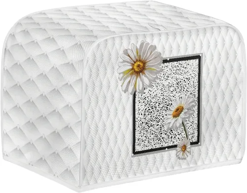 Miniatura 2 de Daisy Print 2 Slice Tostador Cover White Anti-Sputtering Pan Tostador Cover Cover Cover Dust Cover Pequeño Protector Lavable Electrodomésticos