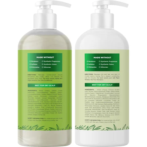 Miniatura 5 de Juego de champú y acondicionador de árbol de té, champú y acondicionador aclarante sin sulfato para el cuidado del cabello graso y el cuero