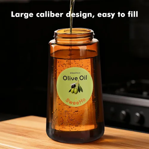 Miniatura 6 de Pulverizador de aceite para cocinar, rociador de aceite de oliva de cocina de 15.9 fl oz y dispensador de aceite 2 en 1, botella de aceite de vidrio