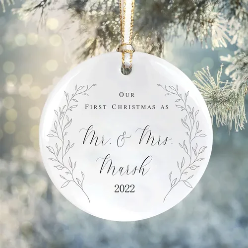 Adorno de boda 2022, nuestro primer adorno casado de Navidad, regalo de boda, primera Navidad como adorno de señor y señora, GIF de boda